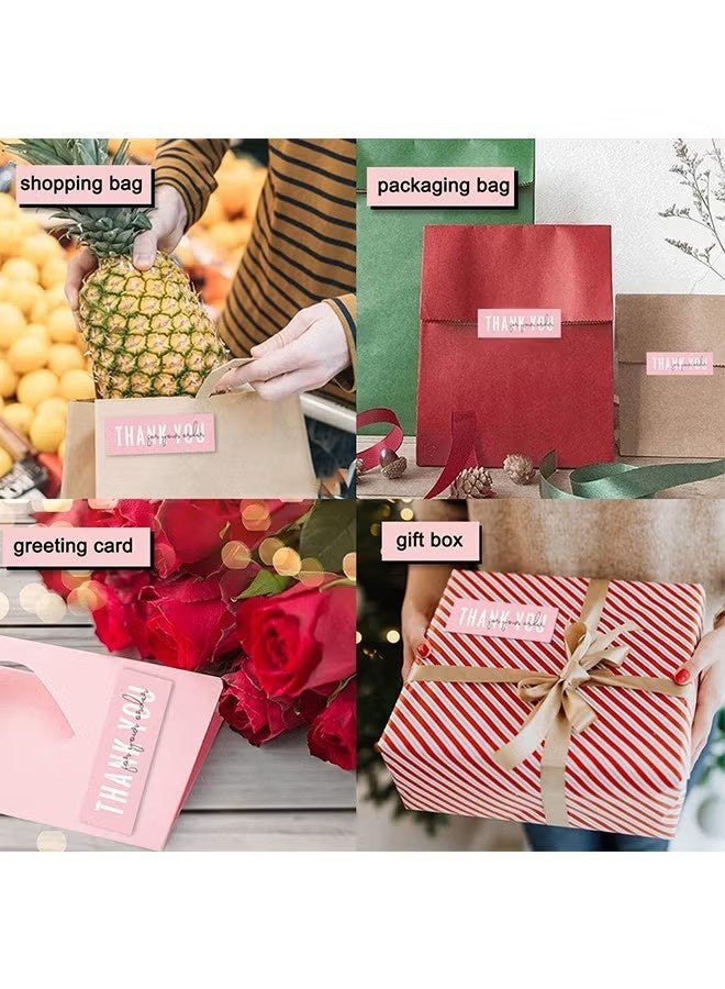 واي جيه شكرًا على ملصقات الطلبات، الملصقات الوردية شكرًا للأعمال الصغيرة، تصميم ملفت للانتباه، التعبئة للأعمال الصغيرة، الطلب، الزينة، الهدايا، لفة 2 مع 240 ملصق (وردي) - Image 3