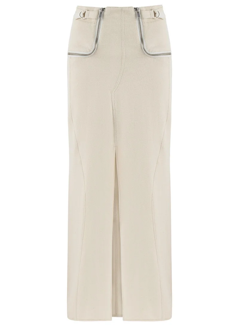 Nocturne Long Skirt with Zipper Detail