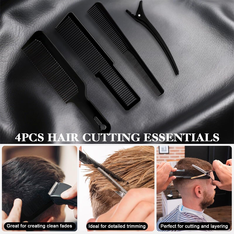 DUAIU 9Pcs Hair Comb Set, Professional Barber Combs for Hair Cutting and Styling - Premium Grade Hair Spray Bottle Neck Duster Barber Brush Set, Taper Texture Clipper Comb Tools for Men Boys - Image 4