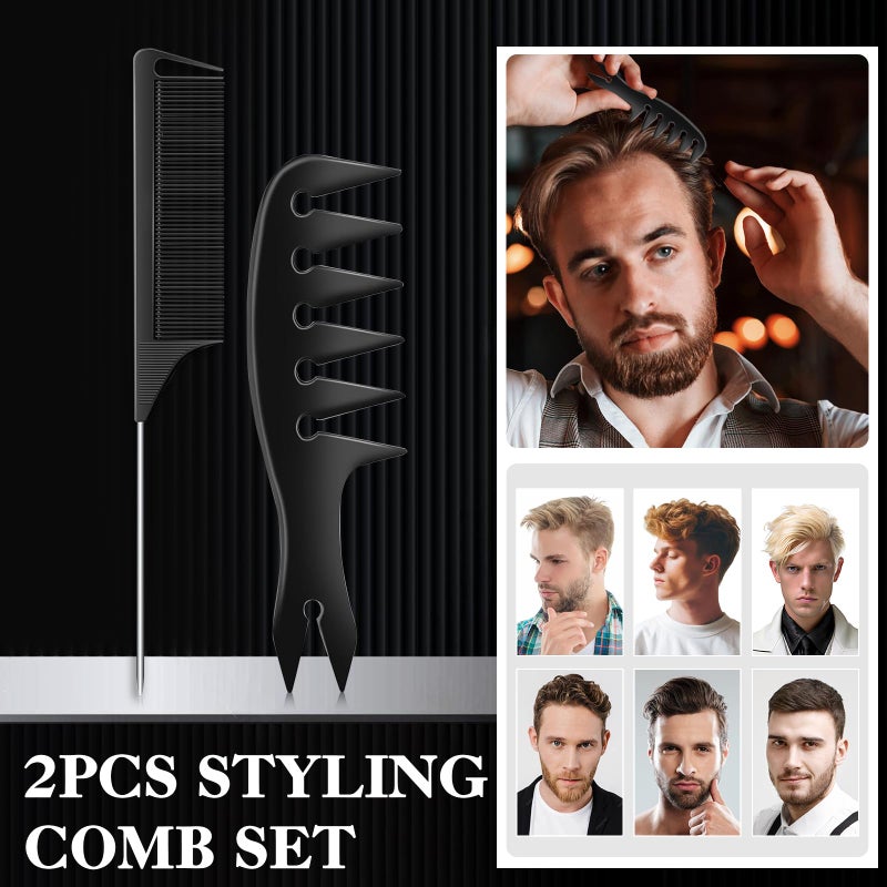 DUAIU 9Pcs Hair Comb Set, Professional Barber Combs for Hair Cutting and Styling - Premium Grade Hair Spray Bottle Neck Duster Barber Brush Set, Taper Texture Clipper Comb Tools for Men Boys - Image 5
