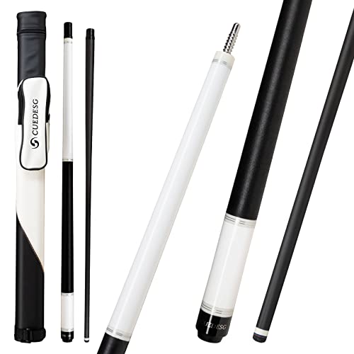 CUEDESG Carbon Fiber Pool Cue Stick 105mm118mm125mmLow Deflection Pool StickProfessional Cue Stick with CaseWhite_Linen Wrap_118mm