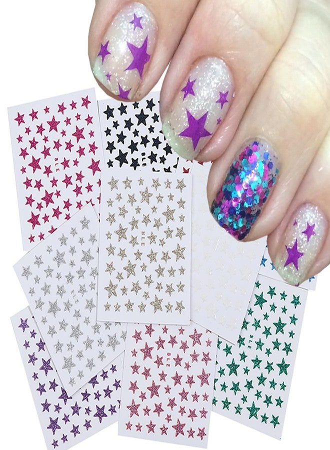 BYJKYEN Star Nail Art Stickers 3D Self-Adhesive Star Nail Decals Shiny Glitter Stars Nails Art Design Stickers Supplies 4th of July DIY Manicure Decoration Accessories for Independence Day Nails 14 Pcs - Image 3