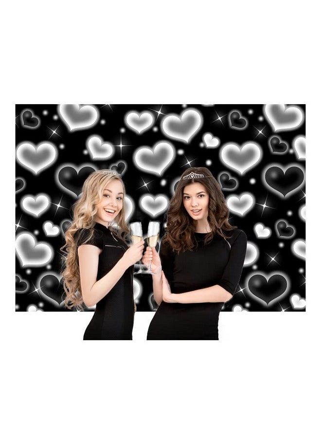 LYCGS - 8X6Ft Black Heart Photo Backdrop 90S Backdrops For Photoshoot Valentine'S Day Backdrop Women Men Happy Birthday Photography Background Banner Photo Booth Studio Props X14 - Image 1
