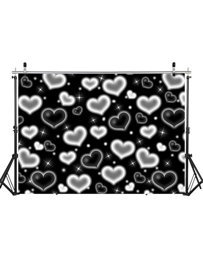 LYCGS - 8X6Ft Black Heart Photo Backdrop 90S Backdrops For Photoshoot Valentine'S Day Backdrop Women Men Happy Birthday Photography Background Banner Photo Booth Studio Props X14 - Image 1