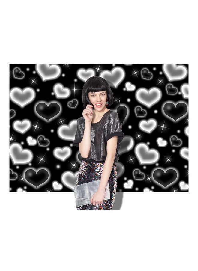 LYCGS - 8X6Ft Black Heart Photo Backdrop 90S Backdrops For Photoshoot Valentine'S Day Backdrop Women Men Happy Birthday Photography Background Banner Photo Booth Studio Props X14 - Image 1