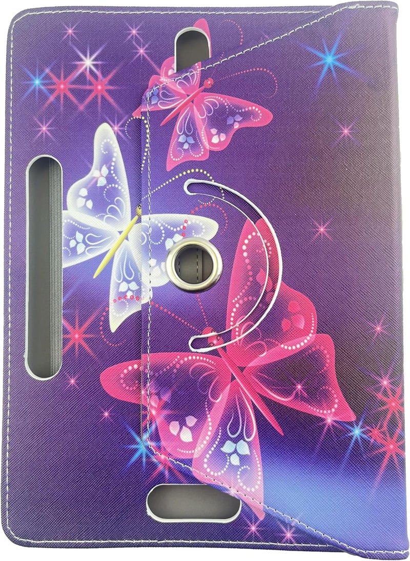 EKAM Universal Stand Folio Case Cover for All 8" Tablets (Fire HD 8, Lenovo Tab M8 8 inch, iPad Mini 5/4/3/2/1,iPad mini 6), PU Leather case Fit for all 8inch tablets (Butterfly Blue) - Image 3