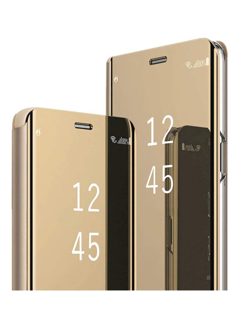 أداندو متوافق مع حافظة سامسونج جالاكسي S26 الترا ميرور، غطاء قلاب مرآة S-View مطلي بالكهرباء مع مسند، غطاء واقٍ من جلد البولي كربونات مضاد للخدش للنساء (ذهبي) - Image 1