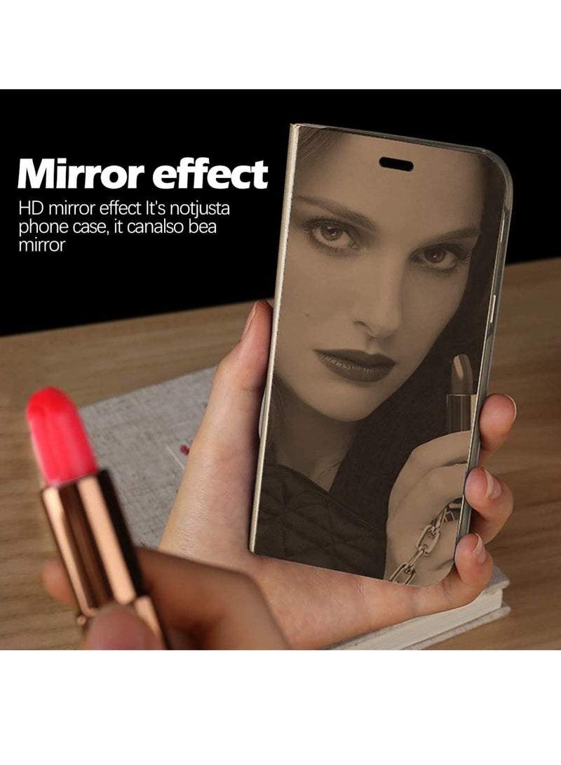 أداندو متوافق مع حافظة سامسونج جالاكسي S26 الترا ميرور، غطاء قلاب مرآة S-View مطلي بالكهرباء مع مسند، غطاء واقٍ من جلد البولي كربونات مضاد للخدش للنساء (ذهبي) - Image 5