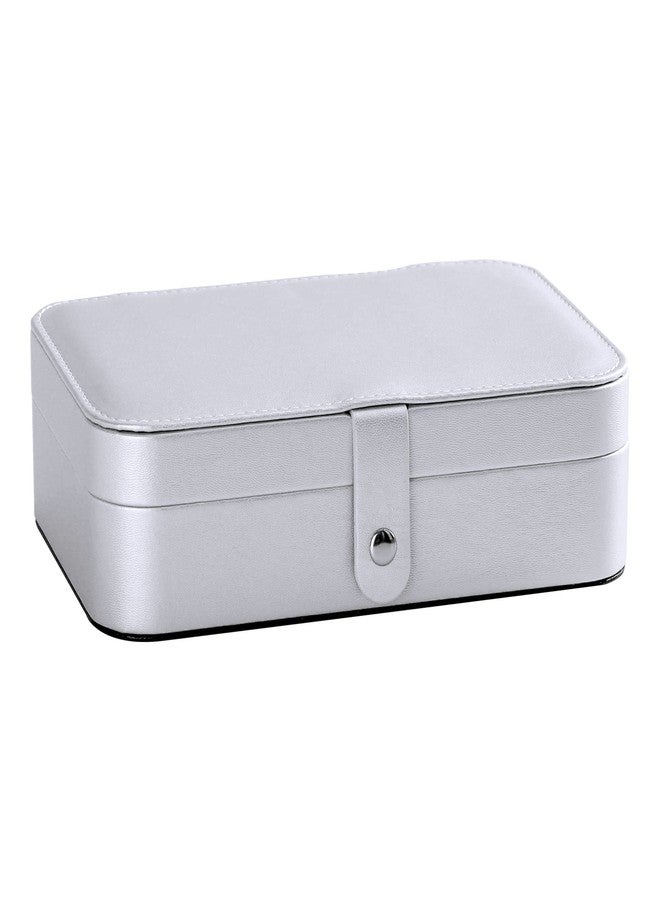 Kendal Travel Jewelry Box, Small Portable Jewelry Organizer Case for Women, Earing Organizer, Leather Portable Jewelry Storage Boxes for Rings Earrings Necklaces Bracelets (Pearlize Silver) - Image 2