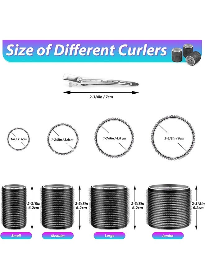 قِيرّا 49 قطعة من بكرات تجعيد الشعر مع مشابك – بكرات ذاتية الالتصاق بأربعة مقاسات مع مشابك بدون حرارة لتصفيف الشعر - Image 2