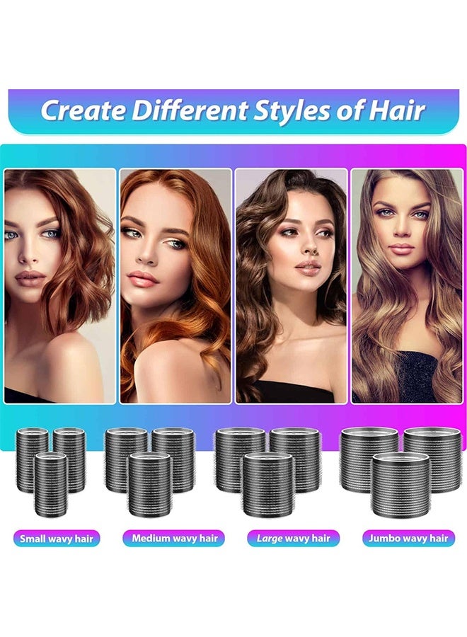 قِيرّا 49 قطعة من بكرات تجعيد الشعر مع مشابك – بكرات ذاتية الالتصاق بأربعة مقاسات مع مشابك بدون حرارة لتصفيف الشعر - Image 4