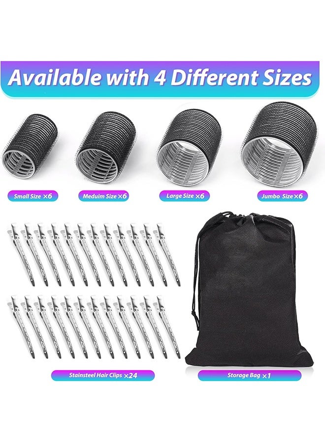 قِيرّا 49 قطعة من بكرات تجعيد الشعر مع مشابك – بكرات ذاتية الالتصاق بأربعة مقاسات مع مشابك بدون حرارة لتصفيف الشعر - Image 3