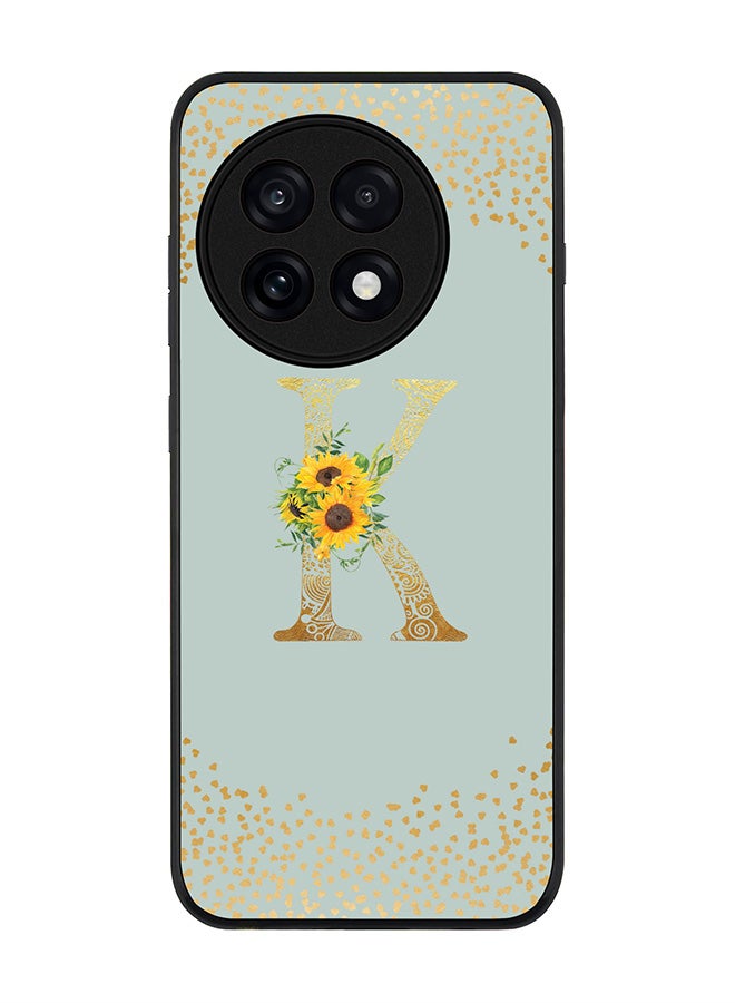 Stylizedd For OnePlus 13R / Ace 5 Pro Case,Slim fit Camera Protection, Shockproof Thin Phone cover  - Custom Floral Monogram - K  (Light Grey )
