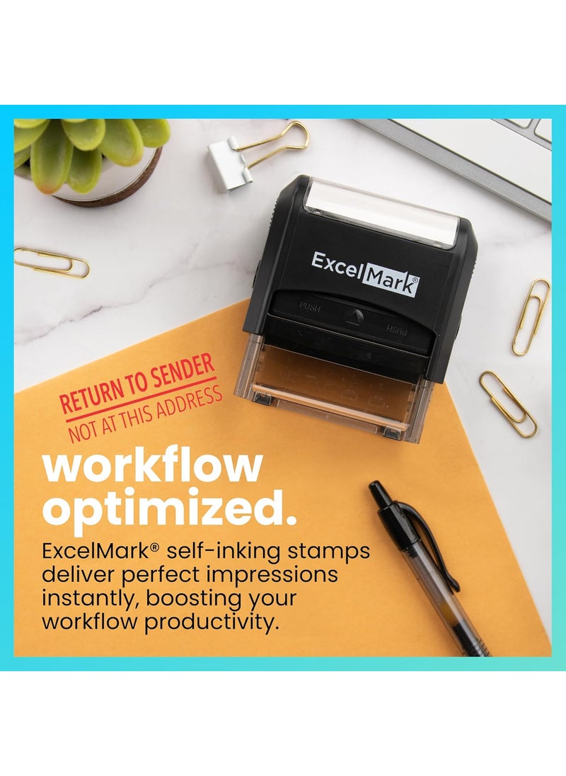 ExcelMark ExcelMark SelfInking Rubber Stamp  Return to Sender Not at This Address  Red Ink Medium  - Image 2