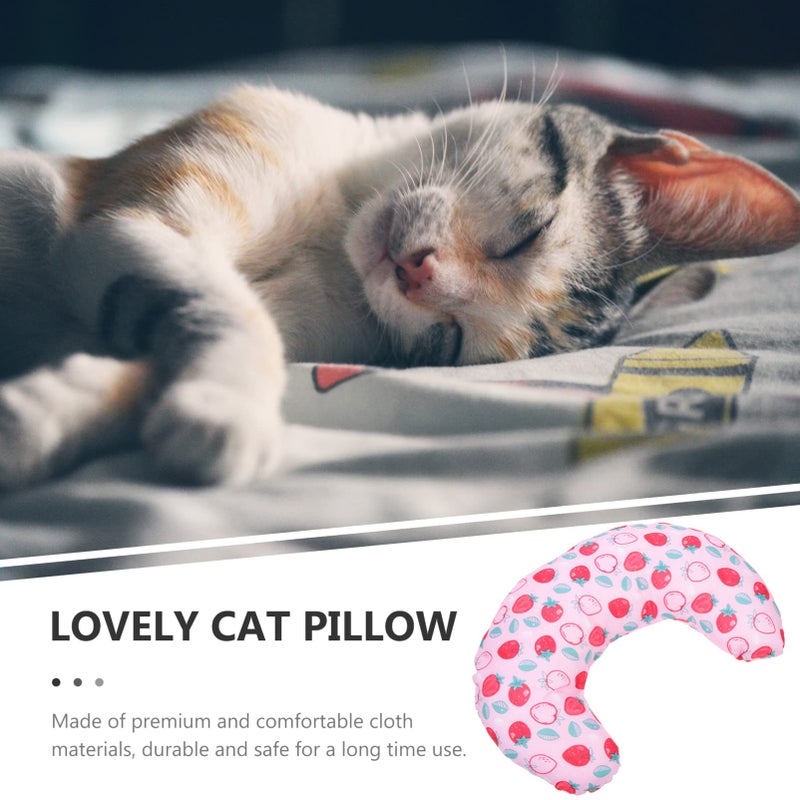 Pink Strawberry Design U Shaped Cat Pillow Soft Breathable Pet Neck Cushion - Image 5