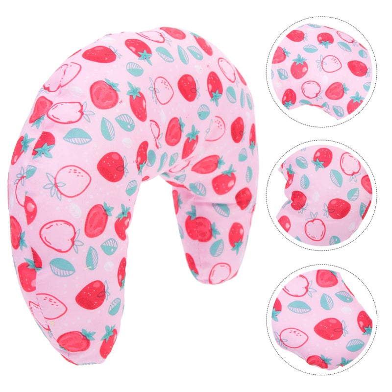 Pink Strawberry Design U Shaped Cat Pillow Soft Breathable Pet Neck Cushion - Image 3