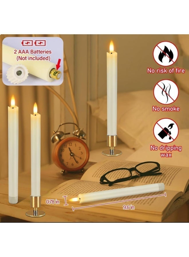 MUMO Flameless Taper LED Candles Light With Remote Control Battery Operated Led Warm 3D Wick Light Window Candles (Pack of 6) - Image 2