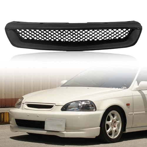 Kspeed Front Bumper Grille Fit 1996 1997 1998 for Civic CXDXEXLXHXABS Plastic TypeR Black Mesh Front Upper Grill Guard Replacement Part