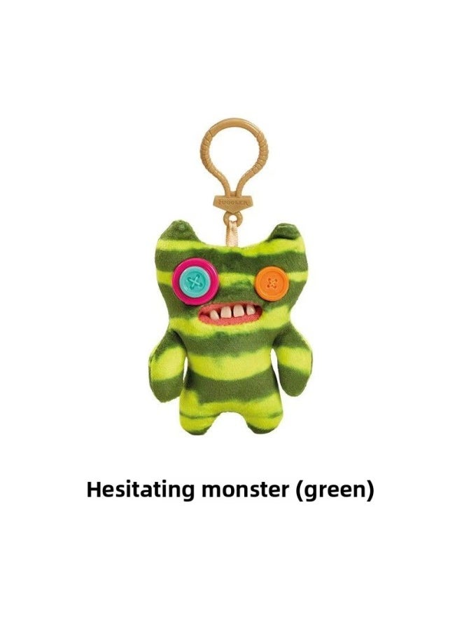 Key Pendant Genuine Big Teeth Teeth Monster Doll Teeth Treasure Ugly Adorable Monster Funny Plush Support One Generation-Color:Keychain-hesitant Monster (green)-Height:About 12cm  - Image 1