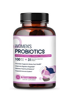 Probiotic Live Women's Probiotic, 90 Capsule 100 Billion CFU 6 Strains, with Organic Prebiotics Cranberry, Digestive Immune, Shelf Stable, Delayed Release, No Soy Gluten Dairy  - Image 1