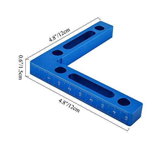 Mocoum Aluminium Alloy 90 Degree Positioning Squares 4.7" x 4.7"(12x12cm) Right Angle Clamps Woodworking Carpenter Tool Corner Clamping Square for Picture Frame Box Cabinets Drawers (Blue, 2pcs) - Image 3
