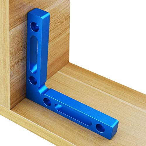Mocoum Aluminium Alloy 90 Degree Positioning Squares 4.7" x 4.7"(12x12cm) Right Angle Clamps Woodworking Carpenter Tool Corner Clamping Square for Picture Frame Box Cabinets Drawers (Blue, 2pcs) - Image 5