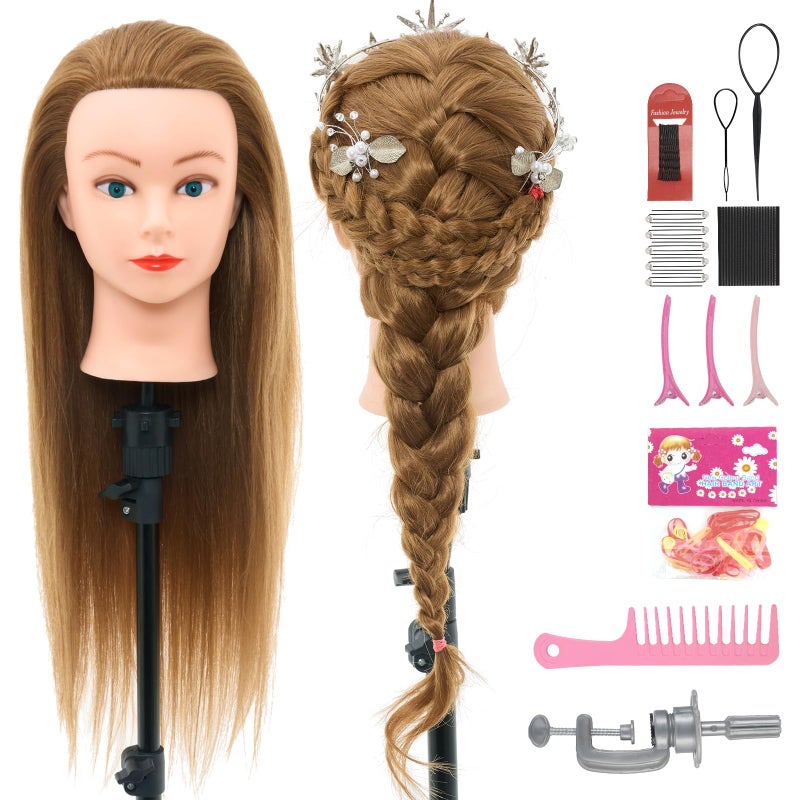 Neverland Beauty & Health 28Inch 80 Real Hair Mannequin Head Cosmetology Mannequin Head with Hair for Braiding Curling Cuting Table Clamp Styling SetBlonde - Image 2