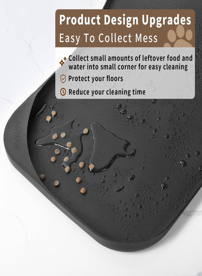 SMILOOL Silicone Pet Feeding Mat with Raised Edge & Residue Collection Pocket for Food and Water, Dog Bowl Mats, Cat Bowls Placemat with High Lip for Floor Waterproof, 19 x 12 x 0.7 Black - Image 4