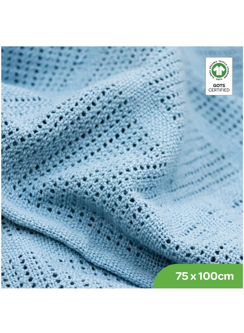 Moon Organic Cellular Blanket 75 X 100 Cm For 0 Months And Above Blue - Image 2