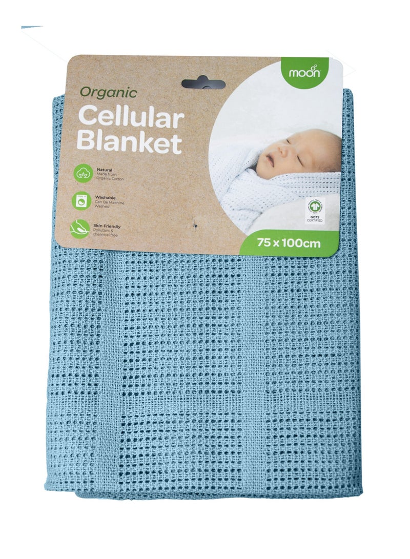 Moon Organic Cellular Blanket 75 X 100 Cm For 0 Months And Above Blue - Image 5