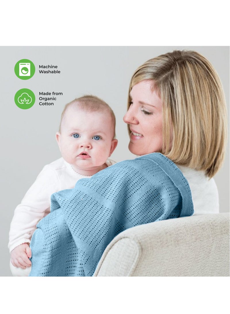 Moon Organic Cellular Blanket 75 X 100 Cm For 0 Months And Above Blue - Image 3