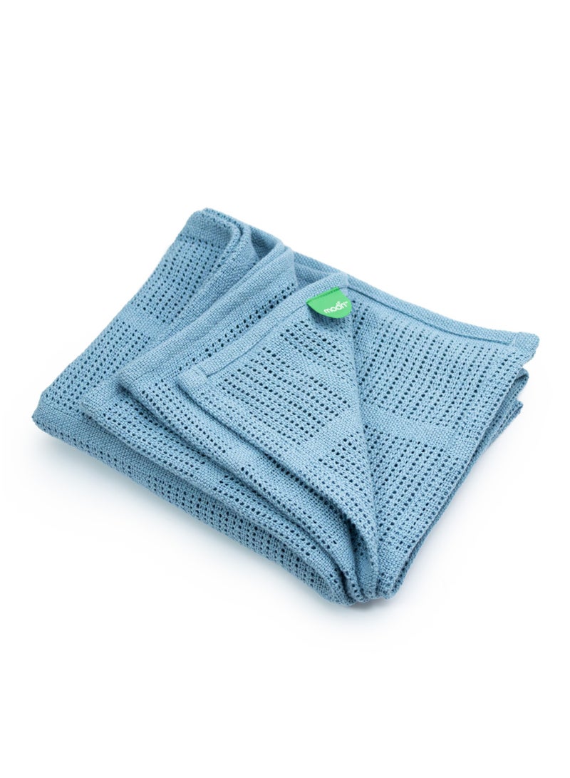 Moon Organic Cellular Blanket 75 X 100 Cm For 0 Months And Above Blue - Image 1