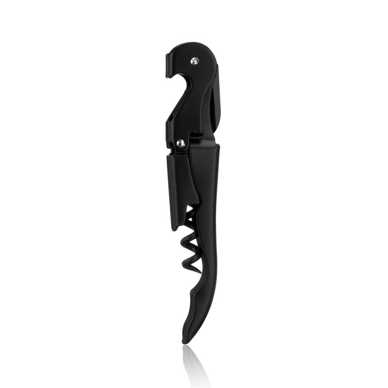 True Truetap Double Hinged Waiter's Corkscrew Wine Opener, Stainless Steel Wine Bottle Opener with Built In Foil Cutter, Home Bar Tools, Bar Cart Accessories, Wedding Gifts, Set of 1, Matte Black - Image 1