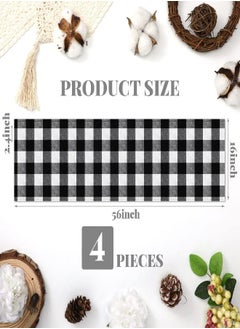 Tatuo Tatuo Buffalo Plaid Curtains Buffalo Window Valances Farmhouse Design Window Decor Rod Pocket Valances for Kitchen, Bathroom, Living Room, 16 x 56 Inch (Black-White, 4 Pieces)  - Image 4