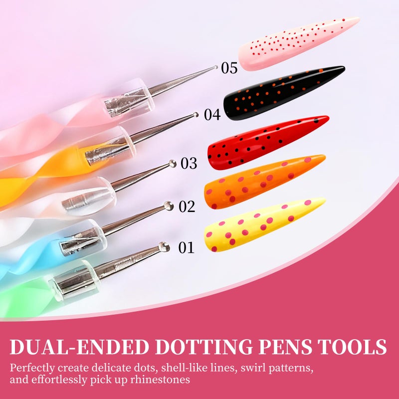 vivinin 25PCS Nail Art Tools Set, Includes Nail Art Brushes, Nail Stand, Dotting Tools, Striping Liner Fingernail Drawing Pens, Jelly Glue, tweezers, Sequins, Professional Nail Art Supplies Kit - Image 4
