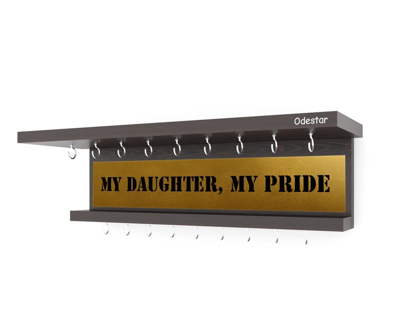 Odestar, Display Medal Hanger, Premier Award Medal Display Rack and Trophy Shelf Large (Size 45 x 15 x 8 Centimeters) Wenge - Image 5
