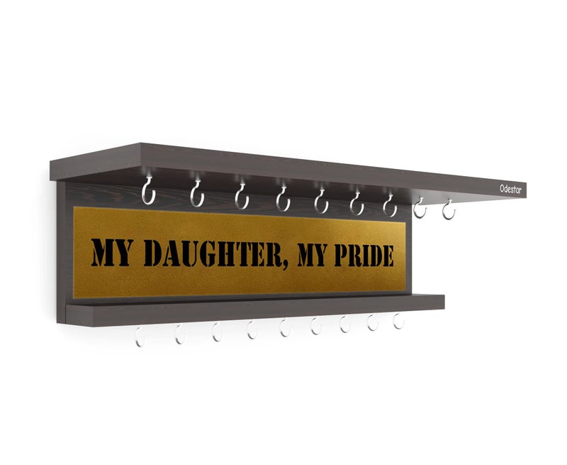 Odestar, Display Medal Hanger, Premier Award Medal Display Rack and Trophy Shelf Large (Size 45 x 15 x 8 Centimeters) Wenge - Image 3