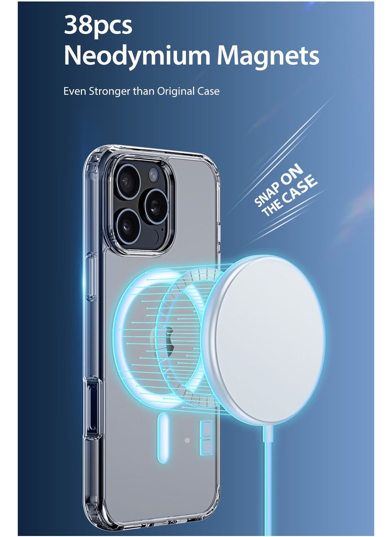 Wtech - Apple iPhone 16 Pro Max 2024 Premium Magnetic Case, Slim Transparent Flexible TPU Shockproof Magsafe Back Phone Case - Clear - Image 1