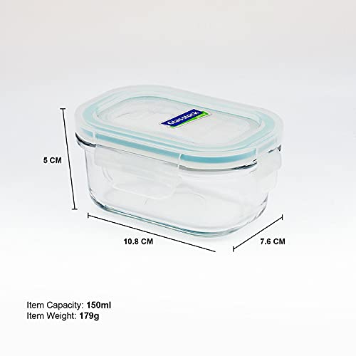Glasslock Korea Tempered Glass Storage Containers with Lid - Classic 150ml Rectangle - Airtight Food Storage Kitchen Container - Office Lunch Tiffin Box/Bowl, Microwave/Dishwasher/Fridge/Freezer Safe - Image 5