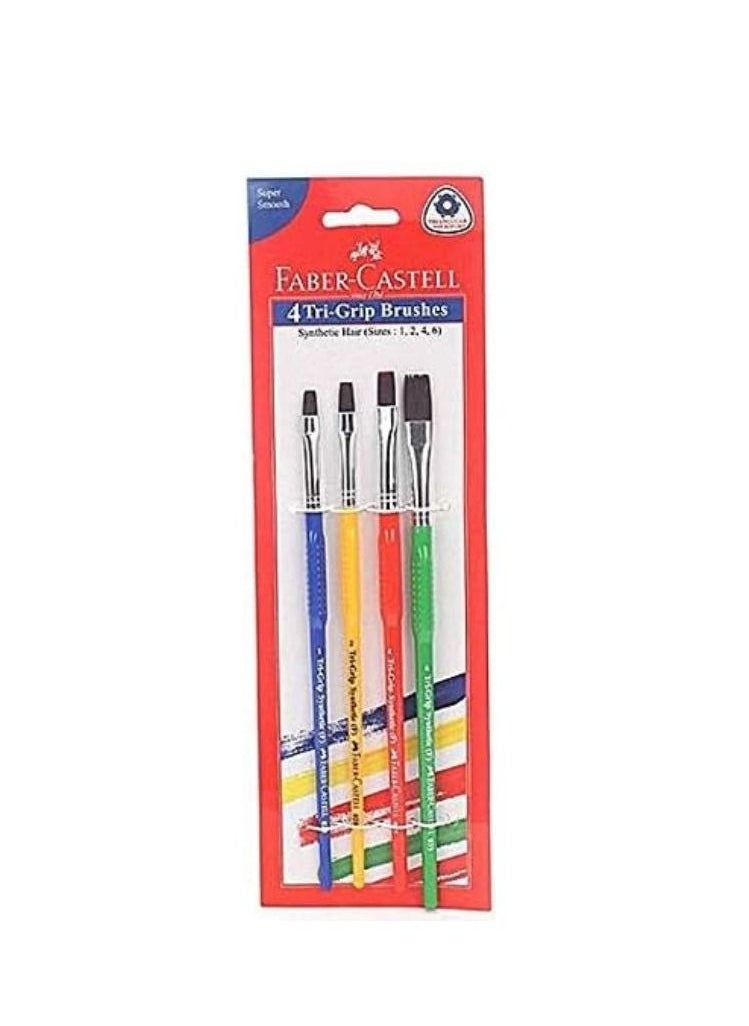 4-Piece Tri Grip Flat Paint Brush Set Multicolour
