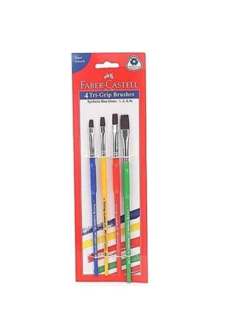 4-Piece Tri Grip Flat Paint Brush Set Multicolour