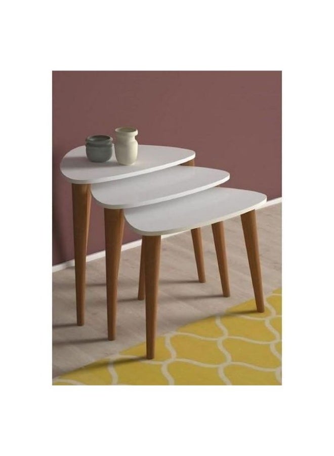 طقم الطاولات الصغيرة الأنيق المكوّن من 3 قطع متناسقة تجمع بين الذوق العصري والوظيفة الذكية.