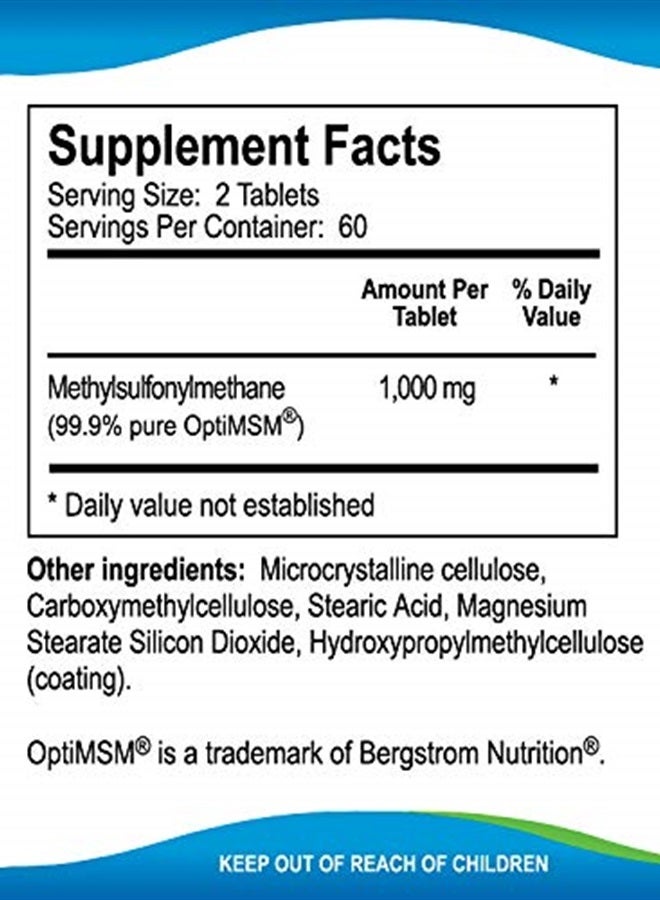 Kala Health MSMPure Tablets, 120 Count, 1000 mg per Tablet, Pure MSM Organic Sulfur Supplement, Made in USA - Image 2