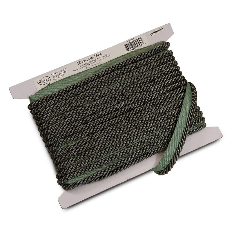 Expo International Trims by the Yard Emmerson 1/4" Twisted Lip Cord Trim | Pewter| (20 yard cut) - Image 3