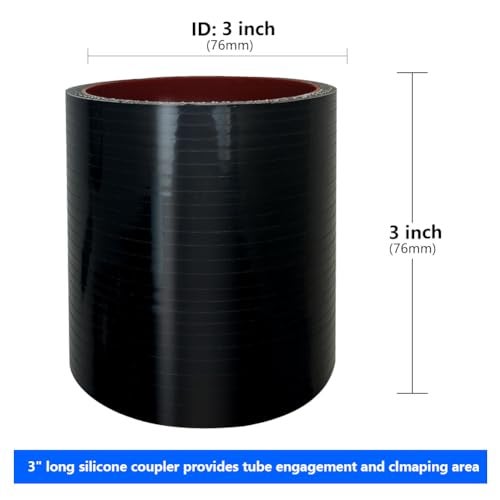 KDP 3.5" ID Straight Silicone Hose Coupler with 2 SS304 Worm Clamps, High Temp 4-Ply Reinforced 5MM Wall 3.0" Length(Qty 1) For Pipes Connecting… - Image 2