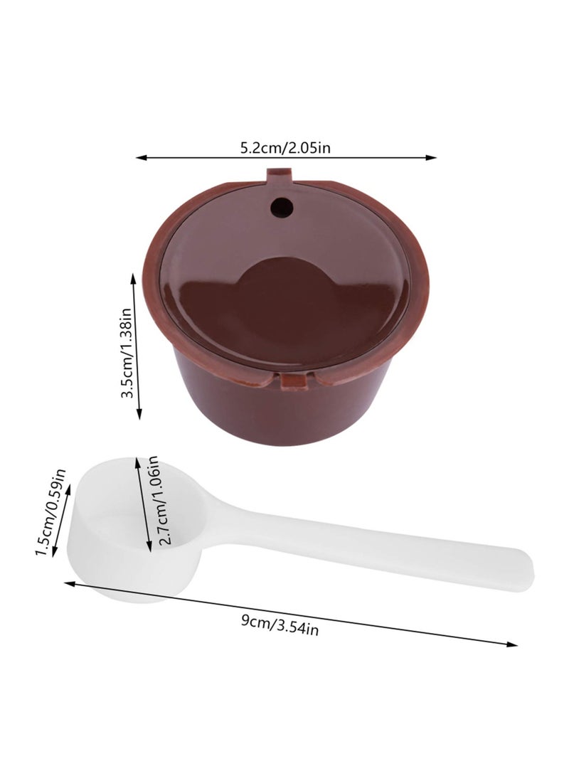 5Pcs Refillable Coffee Filter Set Compatible with Dolce Gusto Coffee Capsule Compatible with Nescafe Dolce Gusto Reusable Capsule With Spoon and brush(Brown)  - Image 2