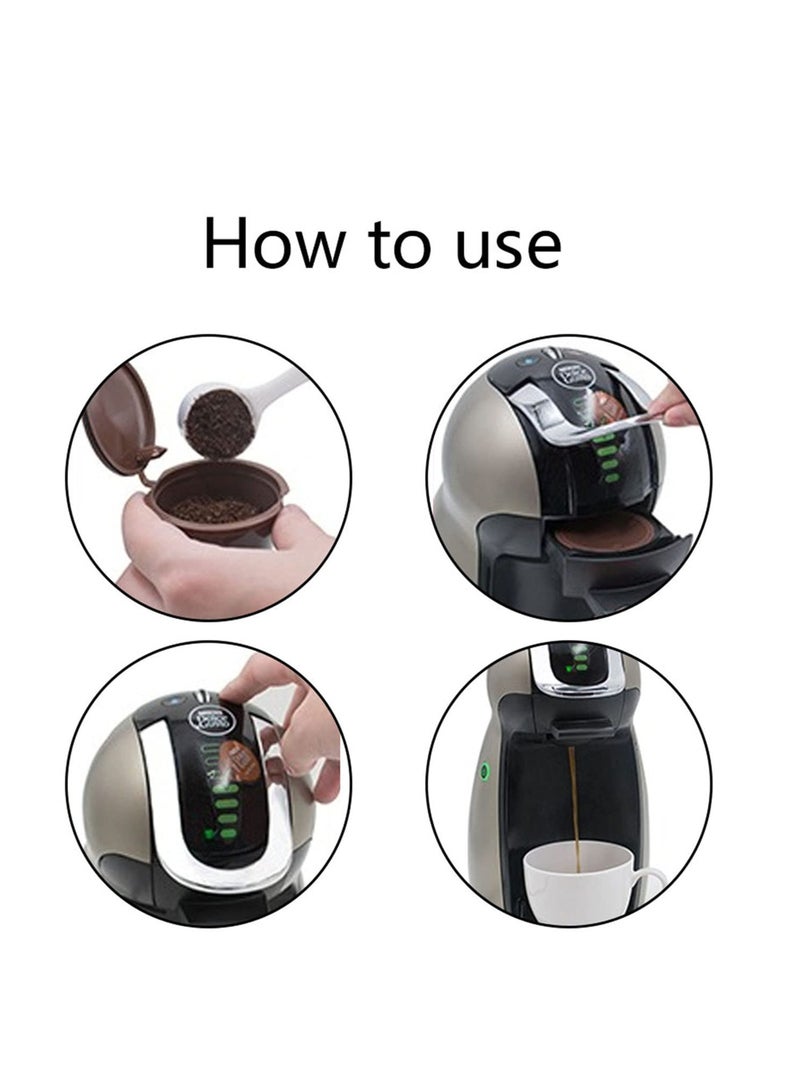 5Pcs Refillable Coffee Filter Set Compatible with Dolce Gusto Coffee Capsule Compatible with Nescafe Dolce Gusto Reusable Capsule With Spoon and brush(Brown)  - Image 4