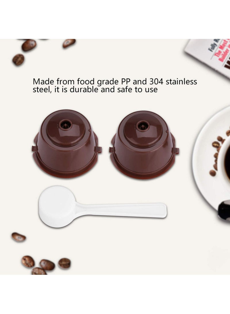 5Pcs Refillable Coffee Filter Set Compatible with Dolce Gusto Coffee Capsule Compatible with Nescafe Dolce Gusto Reusable Capsule With Spoon and brush(Brown)  - Image 3
