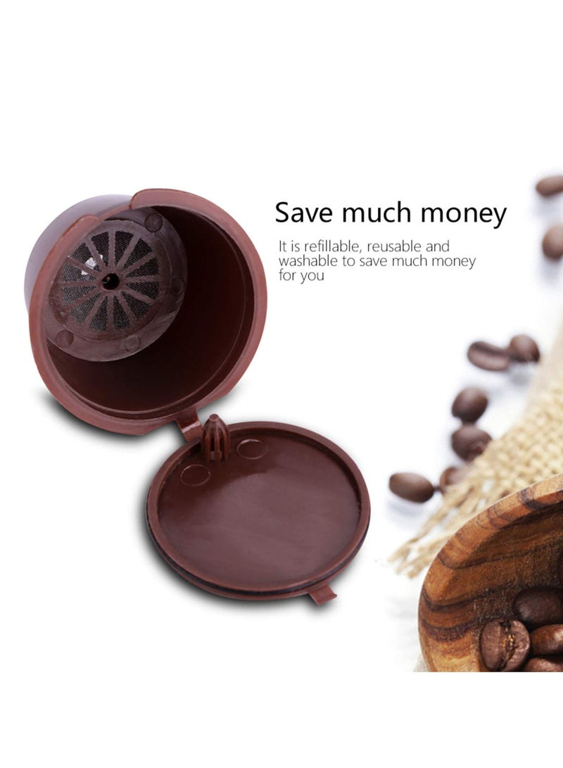 5Pcs Refillable Coffee Filter Set Compatible with Dolce Gusto Coffee Capsule Compatible with Nescafe Dolce Gusto Reusable Capsule With Spoon and brush(Brown)  - Image 5