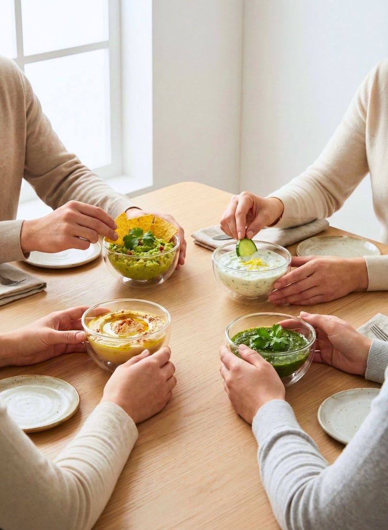 1Chase Set of 2 -300 ML Borosilicate Double Wall Salad, Pasta, Matcha, Rice, Soup Bowl, Hot And Cold Serving Bowls Fruit Bowls - Image 3